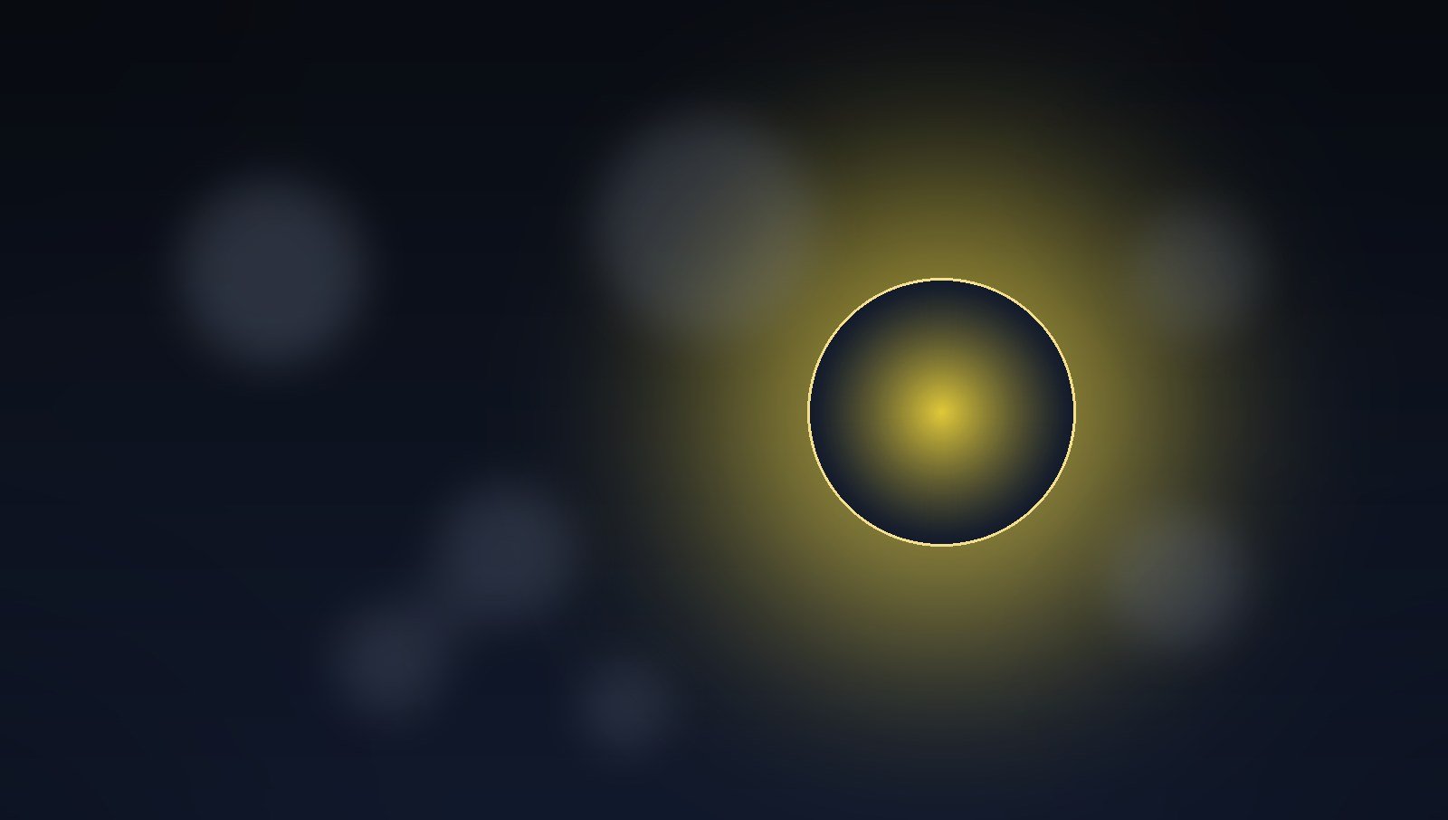 Uma única palavra dourada e nítida a emergir de um fundo azul-noite, entre formas esbatidas e ilegíveis.