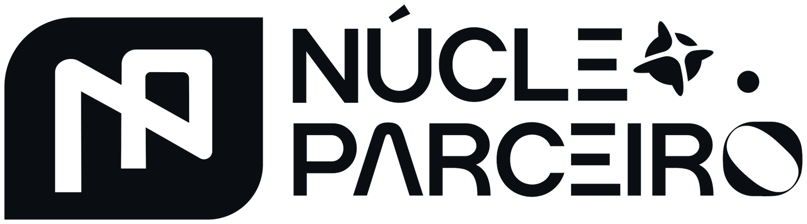 Logótipo da Núcleo Parceiro a preto azulado, em fundo transparente